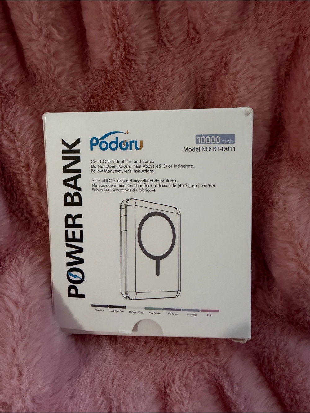 Podoru KT-D011 10,000mAh Magnetic Wireless Power Bank White NWT